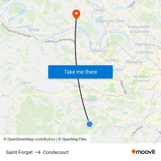 Saint-Forget to Condecourt map
