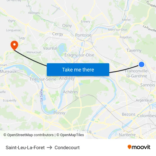 Saint-Leu-La-Foret to Condecourt map