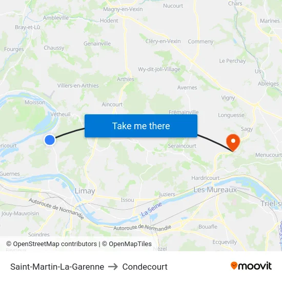 Saint-Martin-La-Garenne to Condecourt map