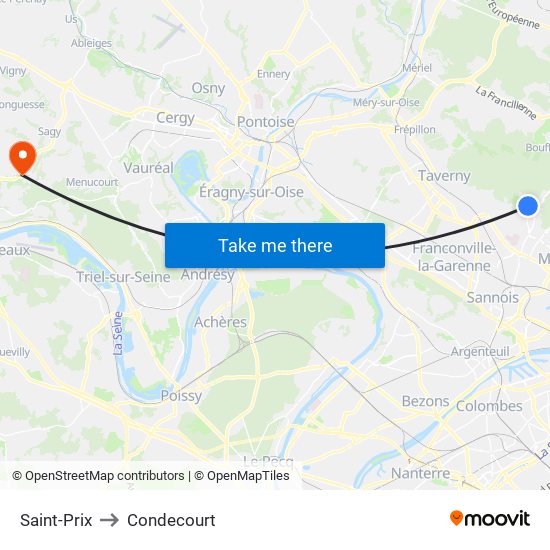 Saint-Prix to Condecourt map