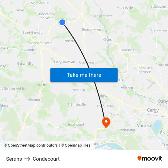 Serans to Condecourt map