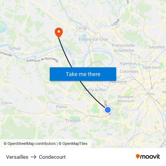 Versailles to Condecourt map