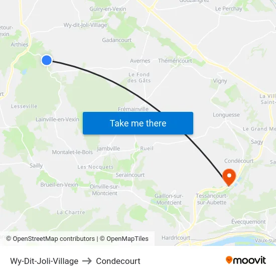 Wy-Dit-Joli-Village to Condecourt map