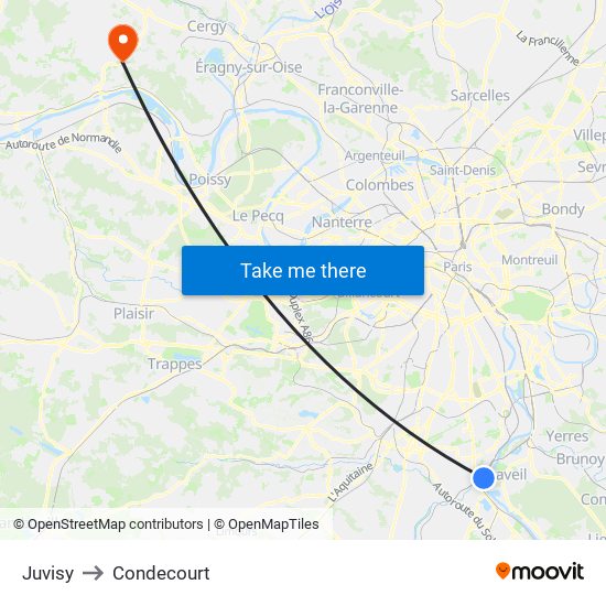 Juvisy to Condecourt map