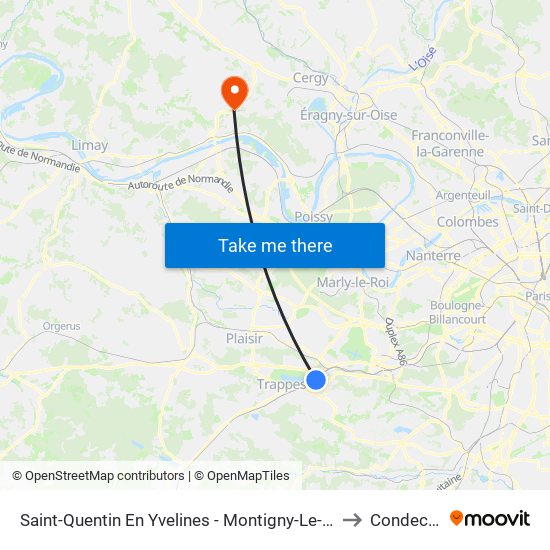 Saint-Quentin En Yvelines - Montigny-Le-Bretonneux to Condecourt map