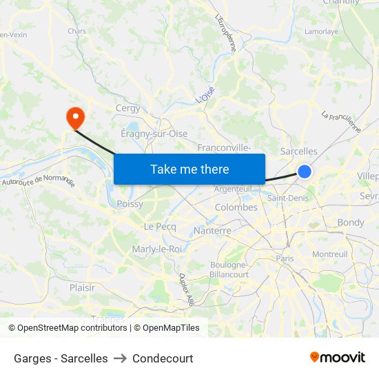 Garges - Sarcelles to Condecourt map