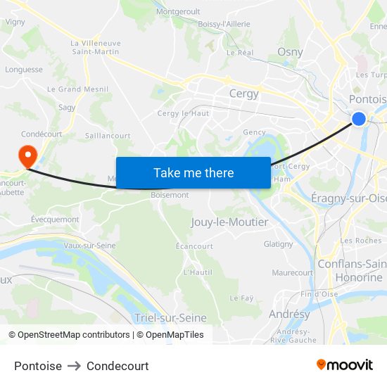 Pontoise to Condecourt map