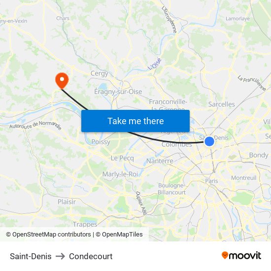 Saint-Denis to Condecourt map