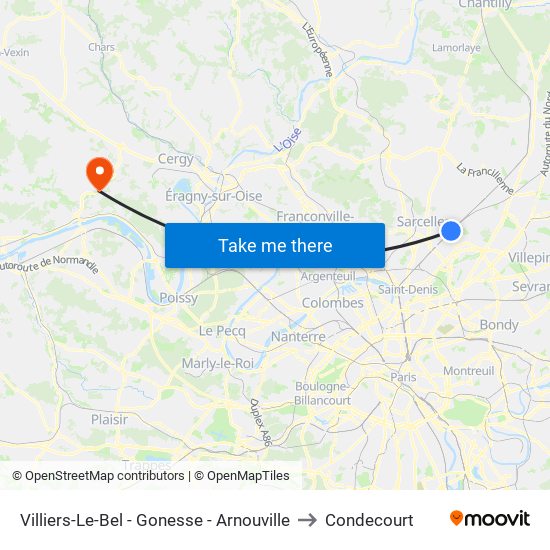 Villiers-Le-Bel - Gonesse - Arnouville to Condecourt map