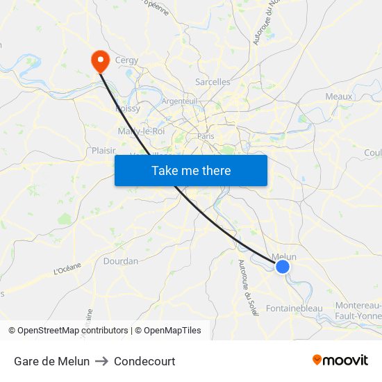 Gare de Melun to Condecourt map