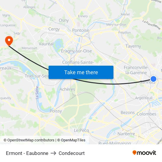 Ermont - Eaubonne to Condecourt map