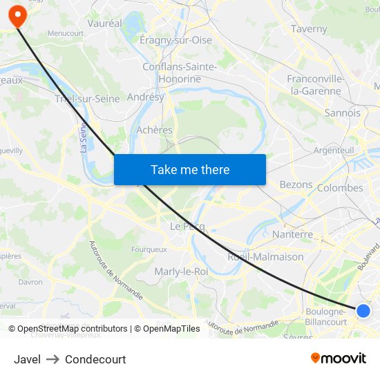 Javel to Condecourt map
