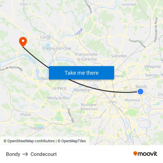 Bondy to Condecourt map