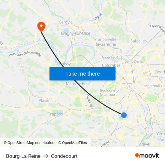 Bourg-La-Reine to Condecourt map