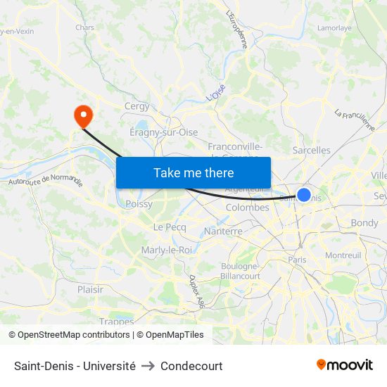 Saint-Denis - Université to Condecourt map
