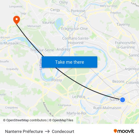 Nanterre Préfecture to Condecourt map