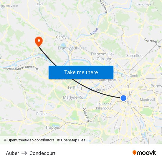 Auber to Condecourt map