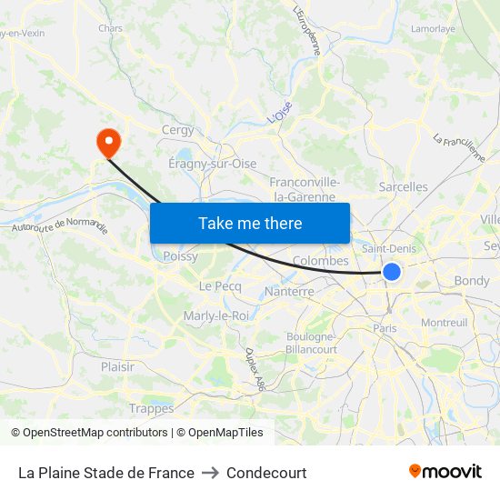 La Plaine Stade de France to Condecourt map