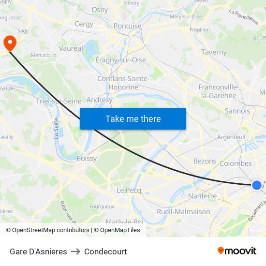 Gare D'Asnieres to Condecourt map