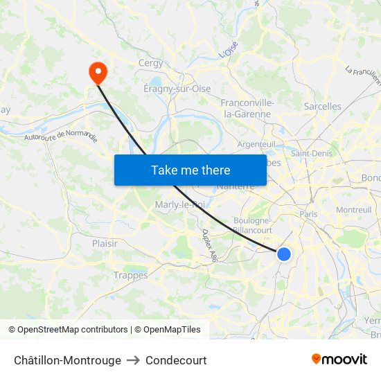 Châtillon-Montrouge to Condecourt map