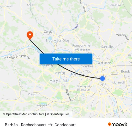 Barbès - Rochechouart to Condecourt map