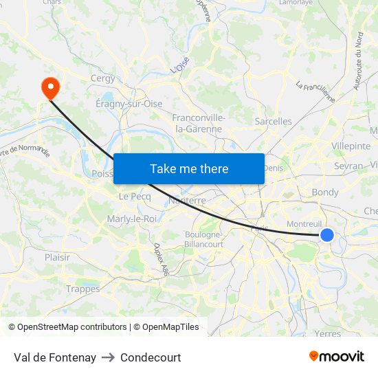 Val de Fontenay to Condecourt map