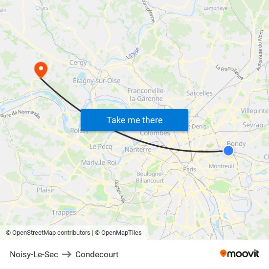 Noisy-Le-Sec to Condecourt map