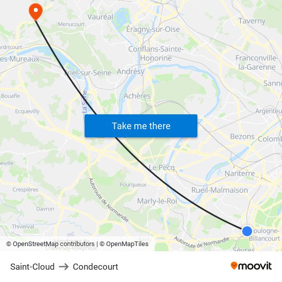 Saint-Cloud to Condecourt map