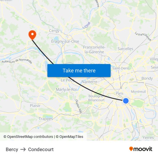 Bercy to Condecourt map