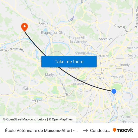 École Vétérinaire de Maisons-Alfort - Métro to Condecourt map