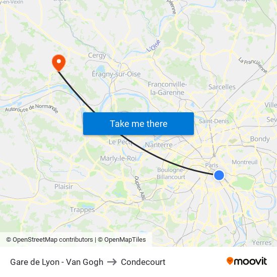 Gare de Lyon - Van Gogh to Condecourt map