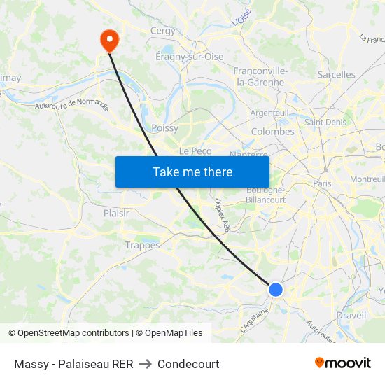 Massy - Palaiseau RER to Condecourt map