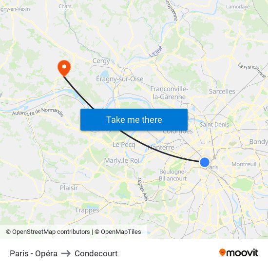 Paris - Opéra to Condecourt map