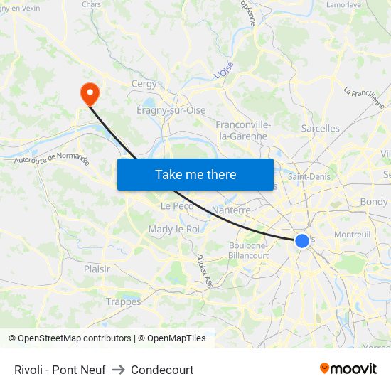 Rivoli - Pont Neuf to Condecourt map