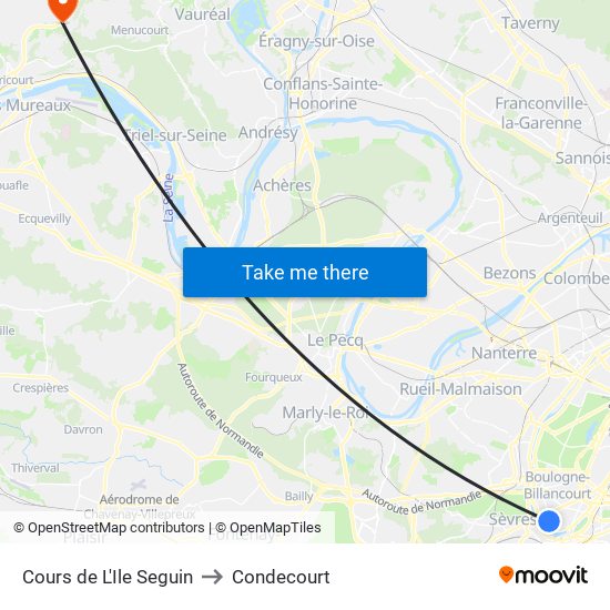 Cours de L'Ile Seguin to Condecourt map