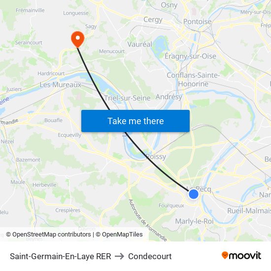 Saint-Germain-En-Laye RER to Condecourt map