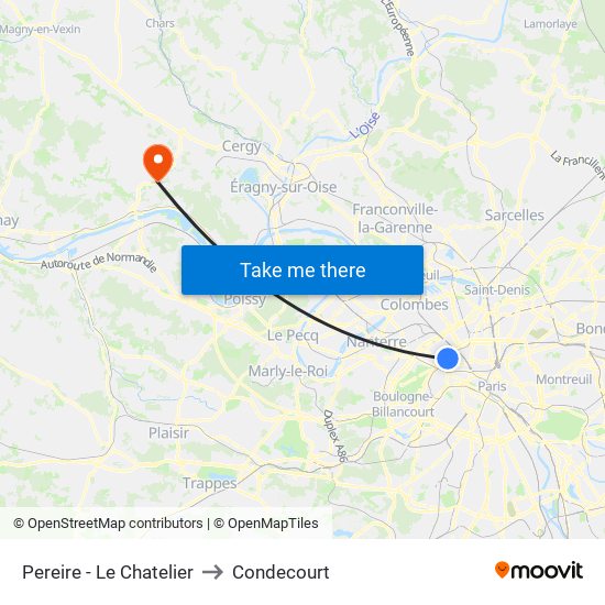 Pereire - Le Chatelier to Condecourt map