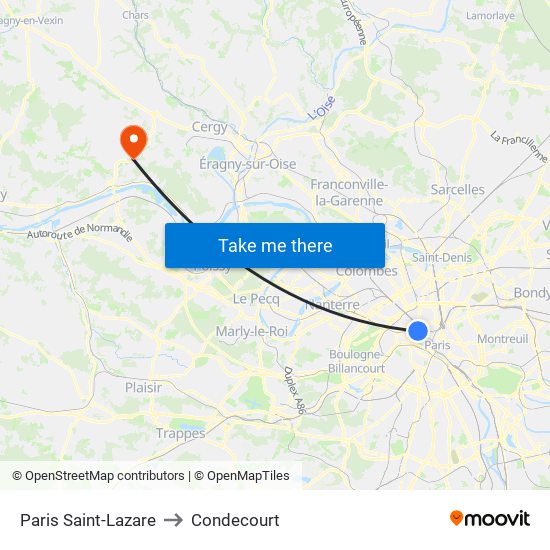 Paris Saint-Lazare to Condecourt map