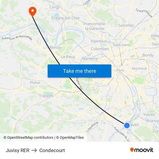 Juvisy RER to Condecourt map