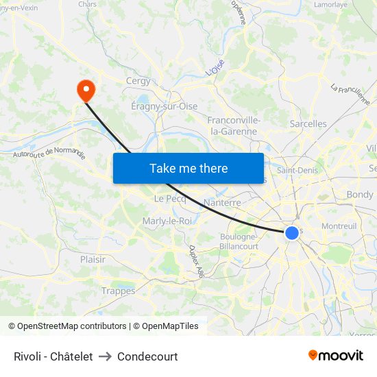 Rivoli - Châtelet to Condecourt map
