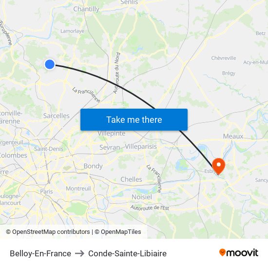 Belloy-En-France to Conde-Sainte-Libiaire map