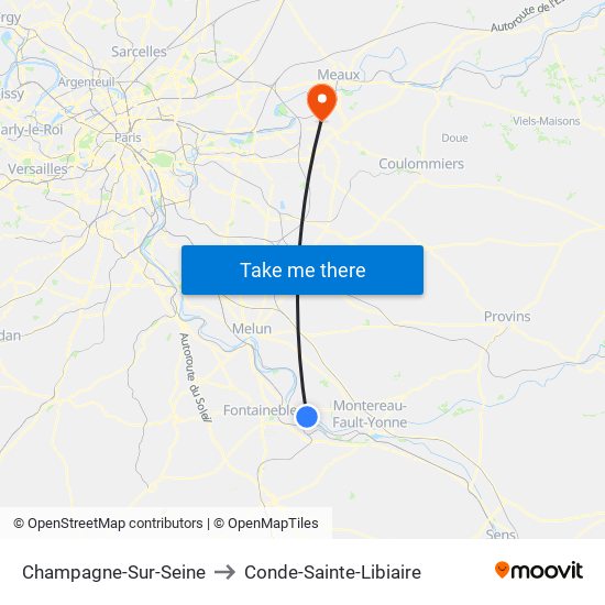 Champagne-Sur-Seine to Conde-Sainte-Libiaire map