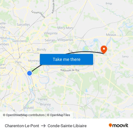 Charenton-Le-Pont to Conde-Sainte-Libiaire map