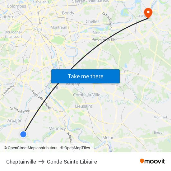 Cheptainville to Conde-Sainte-Libiaire map