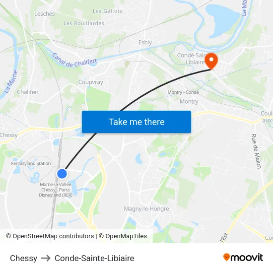 Chessy to Conde-Sainte-Libiaire map