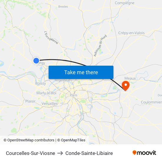 Courcelles-Sur-Viosne to Conde-Sainte-Libiaire map