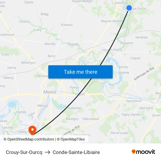 Crouy-Sur-Ourcq to Conde-Sainte-Libiaire map