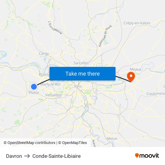 Davron to Conde-Sainte-Libiaire map