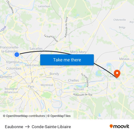 Eaubonne to Conde-Sainte-Libiaire map