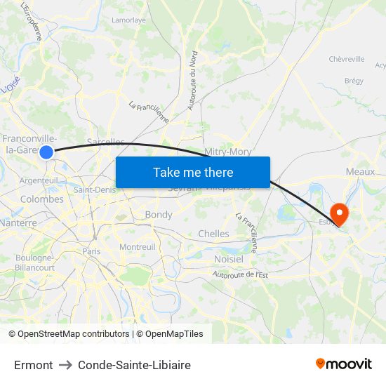 Ermont to Conde-Sainte-Libiaire map